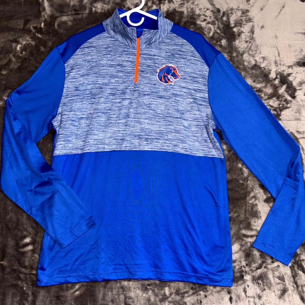 Boise State Broncos Shirt Mens Large Blue Captivating Football Team NCAA 1/4 Zip